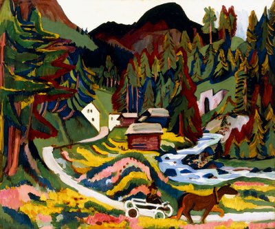 Landskap om våren, Sertig, 1924-25 av Ernst Ludwig Kirchner