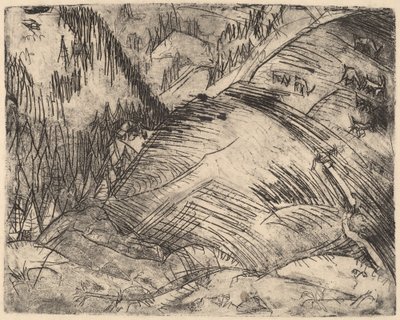 Fjellbakke med geiter av Ernst Ludwig Kirchner