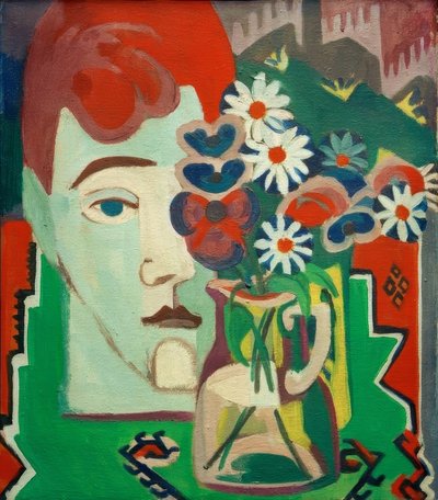 Millers hode med blomster av Ernst Ludwig Kirchner