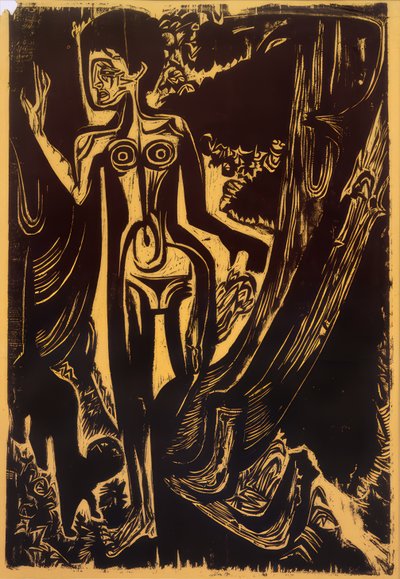 Naken kvinne i skogen av Ernst Ludwig Kirchner