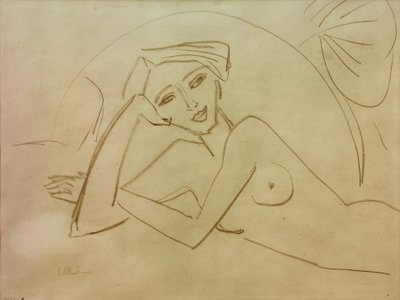 Naken jente som ligger av Ernst Ludwig Kirchner