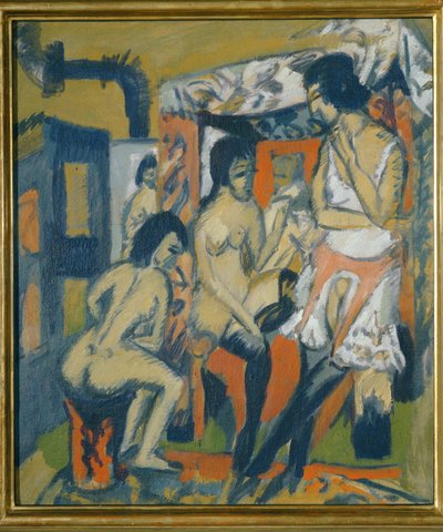 Aktbilder i studio (olje på lerret) av Ernst Ludwig Kirchner