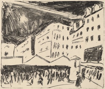 Gammelt marked i Dresden med årlig messe av Ernst Ludwig Kirchner