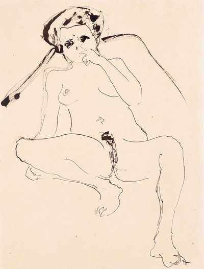 Liggende naken; Liggende naken, 1919 av Ernst Ludwig Kirchner