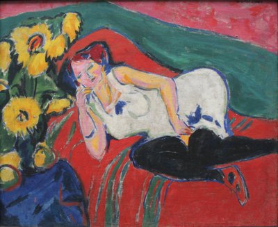 Hvile kvinne i hvit skjorte av Ernst Ludwig Kirchner