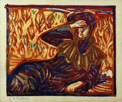 Hvilende jente med hodepine av Ernst Ludwig Kirchner