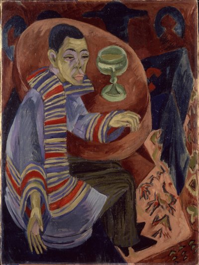 Selvportrett som drikker av Ernst Ludwig Kirchner