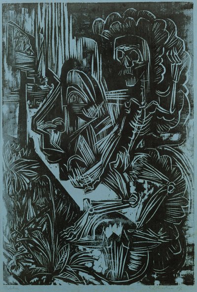 Selvportrett med dødsdans, 1917 av Ernst Ludwig Kirchner
