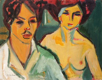 Selvportrett med modell, 1905 av Ernst Ludwig Kirchner
