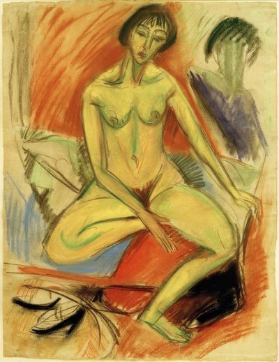 Sitter naken kvinne av Ernst Ludwig Kirchner