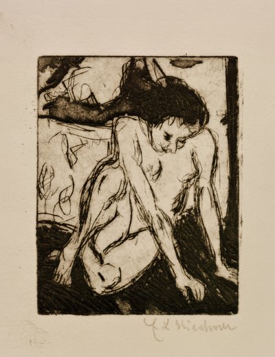 Sitter naken jente av Ernst Ludwig Kirchner