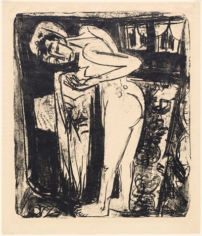Stående naken i et rom av Ernst Ludwig Kirchner