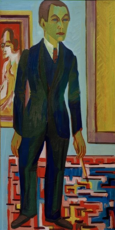 Stående maler. Selvportrett av Ernst Ludwig Kirchner