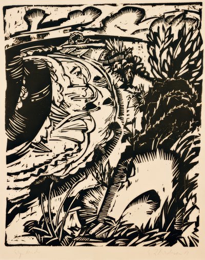 Bratt kyst med rund bukt av Ernst Ludwig Kirchner