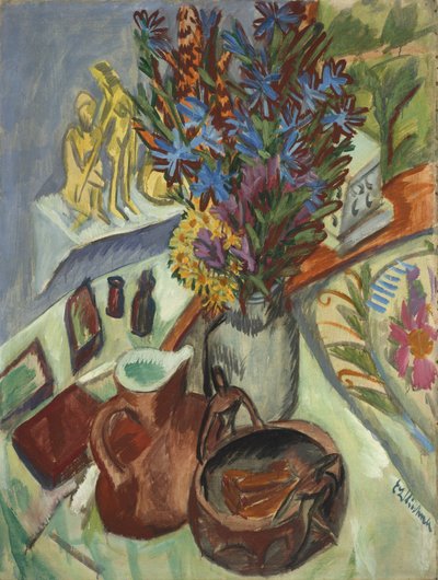 Stilleben med kanne og afrikansk skål, 1912 av Ernst Ludwig Kirchner