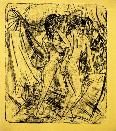 To nakenbilder ved vinduet, 1915 av Ernst Ludwig Kirchner