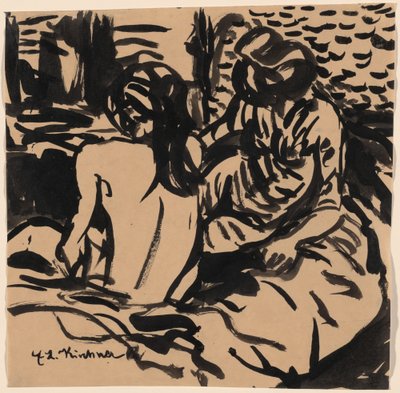 To nakenbilder på en seng (Isabella og en yngre jente) av Ernst Ludwig Kirchner