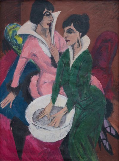 To kvinner med servant; Søstrene av Ernst Ludwig Kirchner