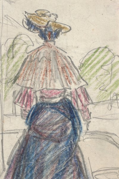 Woman in Landscape Seen From Behind (pencil and crayon on paper) av Ernst Ludwig Kirchner