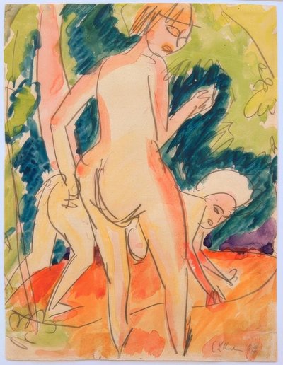 To jenter bader av Ernst Ludwig Kirchner