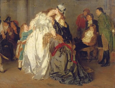 Kong Louis XVI av Frankrike tok farvel med familien sin i Temple-fengselet, detalj, 1873 av Ernst Meisel