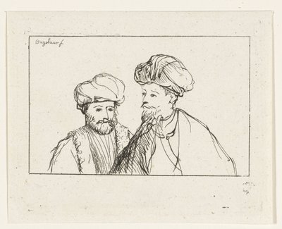 Portrett av to menn med turbaner av Ernst Willem Jan Bagelaar