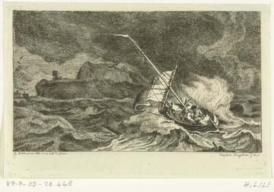 Seilbåt på stormfull sjø av Ernst Willem Jan Bagelaar