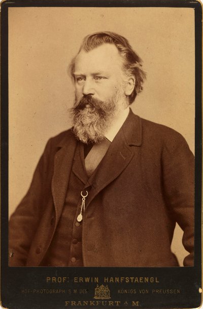 Portrett av komponisten Johannes Brahms 1833-1897, ca. 1870. av Erwin Hanfstaengl