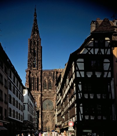 Gotisk kunst: utsikt fra en av portalene Cathedrale Notre Dame de Strasbourg, bygget på 1200-tallet av Erwin von Steinbach. (Nedre Rhinen) av Erwin von Steinbach