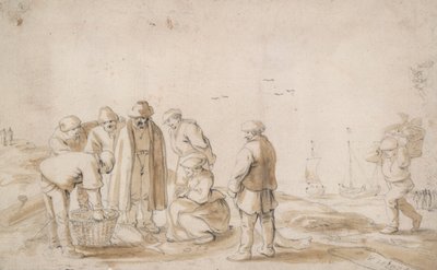 Fiskehandlere på stranden av Esaias van de Velde