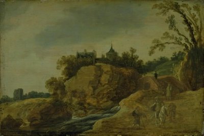 Steinete landskap med et slott av Esaias van de Velde