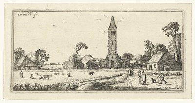 Turgåere på vei nær Spaarnwoude Landskap (serietittel) av Esaias van de Velde