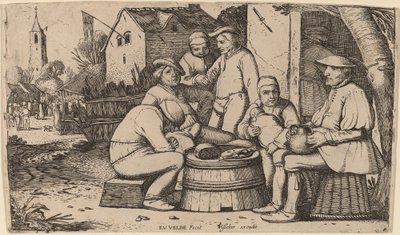 Bønder lunsjer i friluft av Esaias van de Velde I