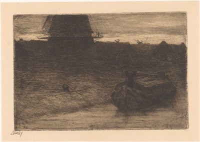 Båt på en kanal av Etha Fles (signed by artist)