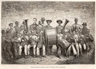 Barneorkester i Gabon, 1876 av Etienne Antoine Eugene Ronjat