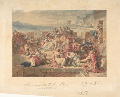 Priam og hans familie sørger over Hectors død, n.d. av Etienne-Barthelemy Garnier