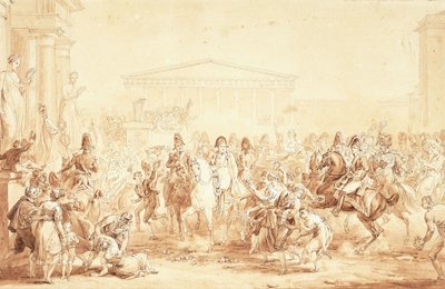 Ankomsten av keiser Napoleon I med keiserinne Marie-Louise på Hotel de Ville, Paris, av Etienne-Barthelemy Garnier