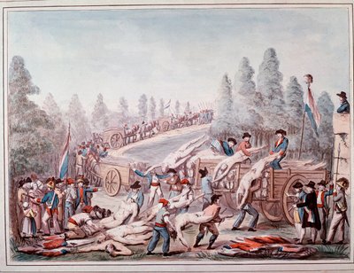 Transport av lik under revolusjonen (Akvarell, ca. 1790) av Etienne Bericourt