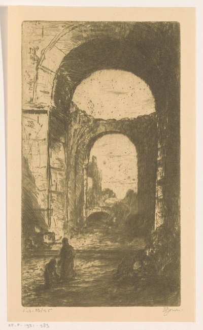 Palatijnsche ruïne i Roma (original tittel på objekt) av Etienne Bosch (signed by artist)