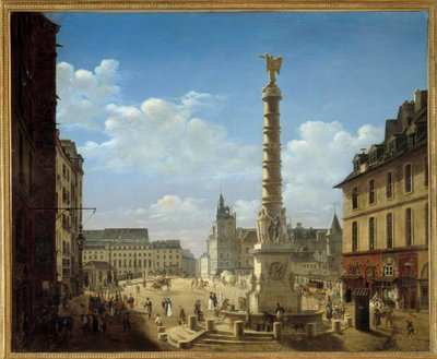 Torget og fontenen til Chatelet Maleri av Etienne Bouhot (1780-1862) 1810 Søn. 0,81x0,99 m Paris, Carnavalet-museet av Etienne Bouhot