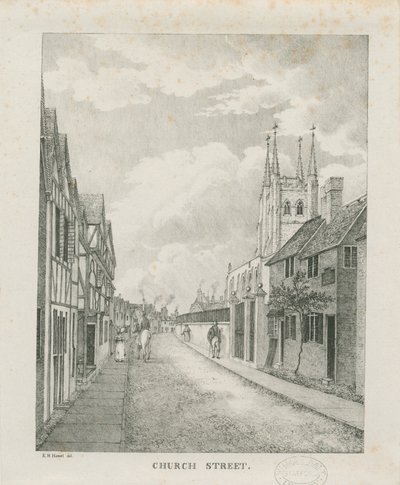 Tamworth - Church Street: litografi, nd [1796-1865] (trykk) av Etienne Bruno Hamel