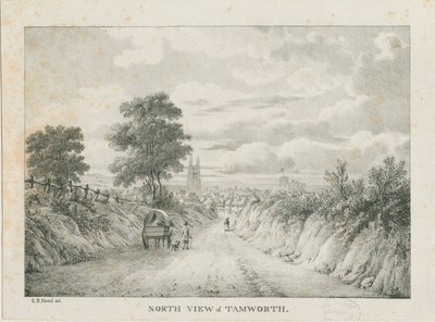 Tamworth - Fjernsyn fra nord: litografi, nd [1796-1865] av Etienne Bruno Hamel