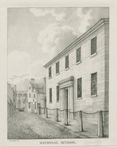 Tamworth - National School: litografi, nd [1796-1865] (trykk) av Etienne Bruno Hamel