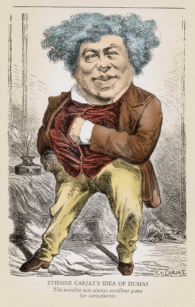 Portrett av Alexandre DUMAS (1803-1870) far: karikatur av Etienne Carjat. av Etienne Carjat