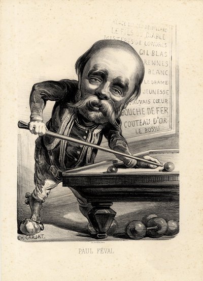 flygende blad - Illustrasjon av Etienne Carjat (1826-1906): Biljard - Feval Paul (1816-1887) av Etienne Carjat