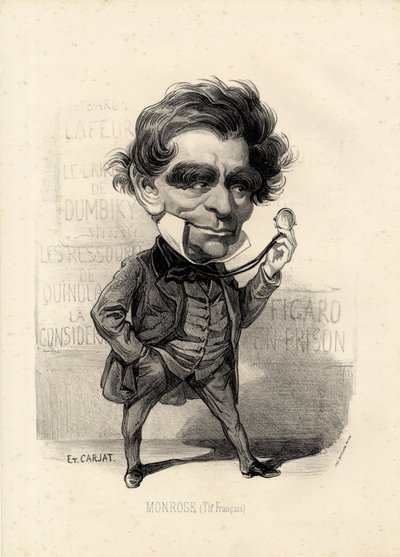 flygende blad - Illustrasjon av Etienne Carjat (1826-1906): Teater - Monrose Antoine-Martial Louis Barizain, Louis Monrose (1811-1883) av Etienne Carjat