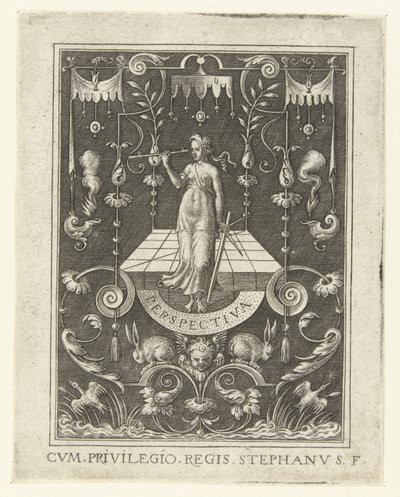 Perspektiv PERSPEKTIV (serietittel) Fire liberale kunster, perspektivet og arkitekturen, representert av kvinner (senere versjon) (serietittel) av Etienne Delaune