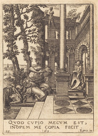 Narcissus ved fontenen av Etienne Delaune after Rosso Fiorentino