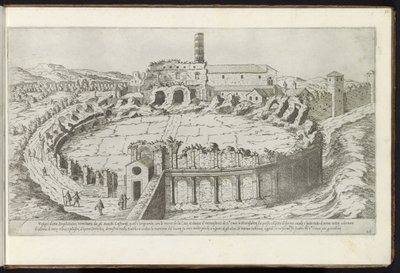 Amfiteateret Castrense te Roma Bouwwerken uit de oudheid (serietittel) Restene av det gamle Roma samlet og fotografert i perspektiv av Stefano Du Perac Parisino (serietittel på objekt) av Etienne Duperac