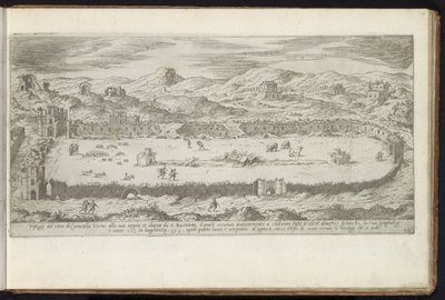 Circus of Maxentius i Roma Bouwwerken uit de oudheid (serietittel) Restene av det gamle Roma samlet og fotografert i perspektiv av Stefano Du Perac Parisino (serietittel på objekt) av Etienne Duperac